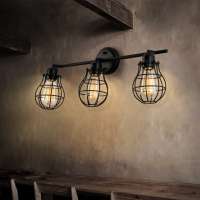 loft three  holders lighting indoor  cage wall lamp for resteruant  bedroom and livingroom